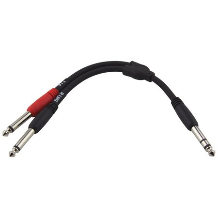 Pig Hog 6-in Y Cable, Stereo 1/4-in Male -Dual Mono 1/4-in Male PY-S214M