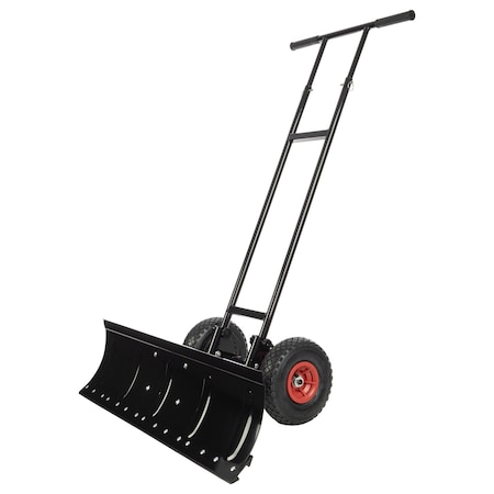 Pure Garden Heavy Duty Snow Shovel w/ Wheels 35.8 in Extra Wide Metal Snow Pusher w/ Adjustable Blade Angle 50-LG9252