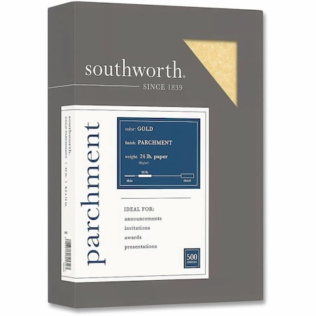 Southworth PARCHMENT SPECIALTY PAPER, 24 LB, 8.5 X 11, GOLD, 100PK P994CK336