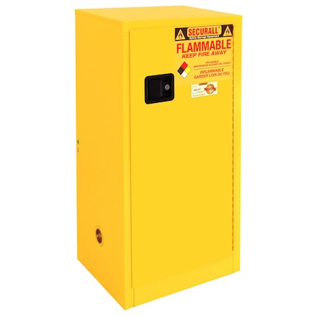 Securall Flammable Storage Cabinet, 16 Gallon, 1 Shelves, 24 in W x 44 in H x 18 in D, Yellow A110