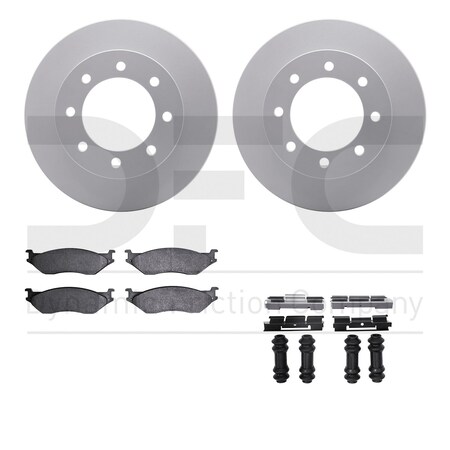 Dynamic Friction Co DFC GEOSPEC Coated Rotor- Heavy Duty Brake Pad includes Hardware 4412-54038