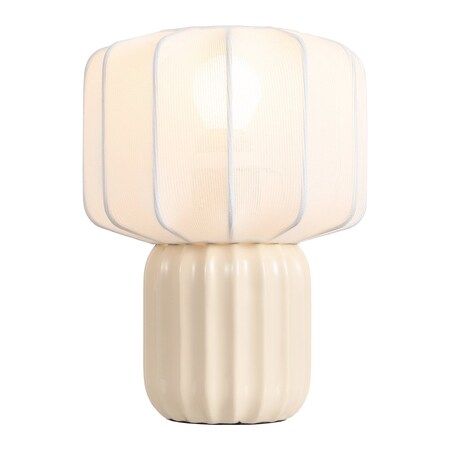 Jonathan Y Leola 10 in. Modern Contemporary Ceramic Fluted Mini w/Ribbed Cocoon Pumpkin Shade LED Table Lamp, Al JYL4202A