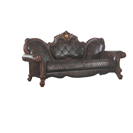 Homeroots 93" Dark Brown Faux Leather Sofa And Toss Pillows 491030
