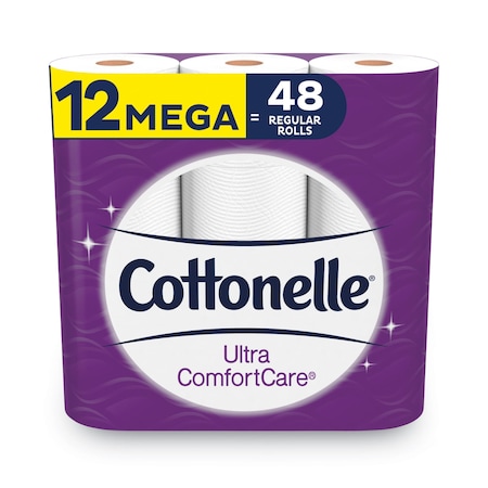 Cottonelle Ultra ComfortCare Toilet Paper, Soft Tissue, Mega Rolls, Septic Safe, 2 Ply, White 284 Sheets, 12PK 54165/55494