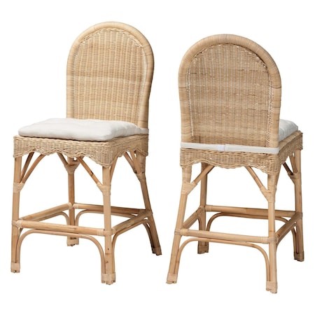 Bali & Pari Bilu Bohemian Natural Rattan 2-Piece Counter Stool Set 253-2PC-13661-ZORO