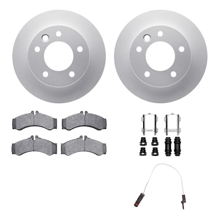Dynamic Friction Co DFC GEOSPEC Coated Rotor- Heavy Duty Brake Pad includes Hardware and Sensor 4222-40008