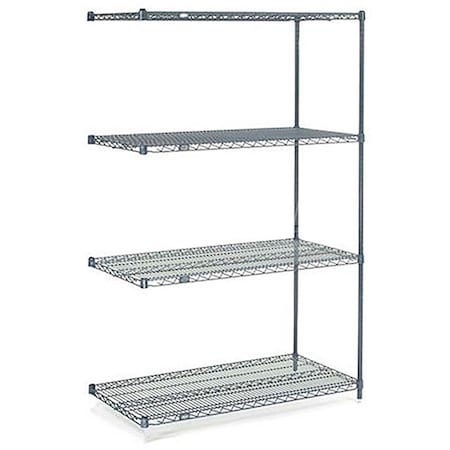 Global Industrial Nexel 4 Shelf, Nexelon Blue Wire Shelving Unit, Add On, 36"W x 24"D x 86"H 188449E