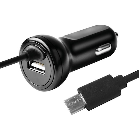 Zenith Fixed Car Charger, 12 to 24 VDC Input, 5 V Output, 3 ft L Cord PM1001FCMC