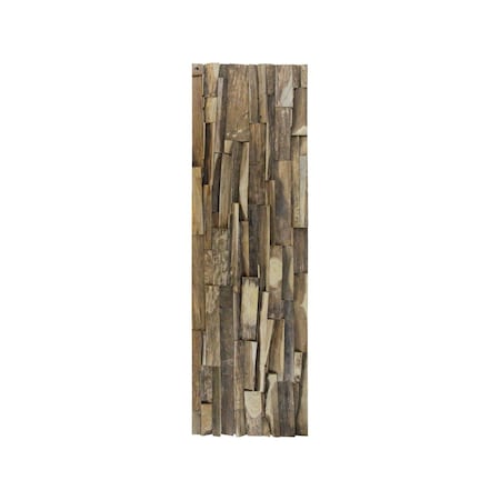 Homeroots Brown 3D Embossed Geometric Teak Reclaimed Wood Decorative Wall Panels 617483