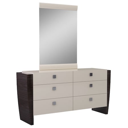 Homeroots Four Piece Beige Solid Wood Bedroom Set With Mirror 343993