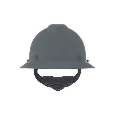 Msa Safety V-Gard Slotted Full Brim Hard Hat, Fas-Trac III Suspension, Type I, Class E, Gray 475367