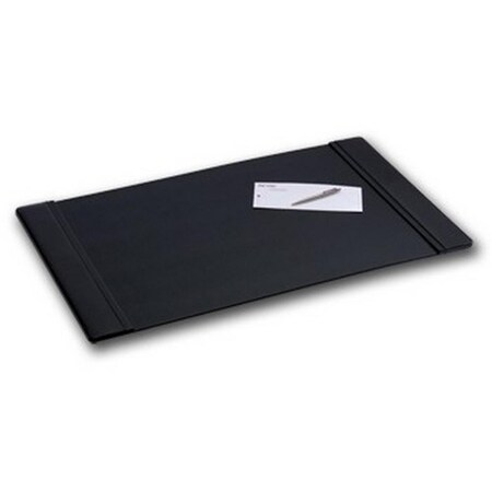 Made-To-Order Black Leather 38 in. x 24 in. Desk Pad with Side Rails MA989252