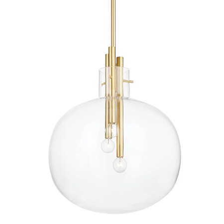 Hudson Valley Lighting Hempstead 3 Light Pendant 18.25 In. Aged Brass 3918-AGB