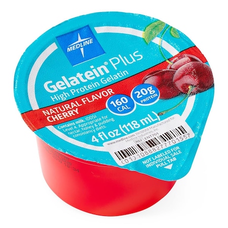 Medline Gelatein Plus High-Protein Gelatin, Cherry Flavor, 4-oz. Cup, 36PK ENT701