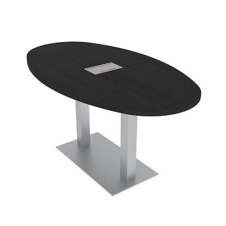 Skutchi Designs Boval Conference Table With Power Unit, 36 in W, 60 in L, Black HAR-BOVL-36X60-DOU-U999ST19-ESIL
