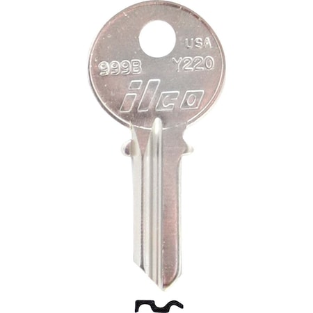 Kaba Ilco Yale Nickel Plated House Key, Y220 / 999B, 10PK AL4200306B