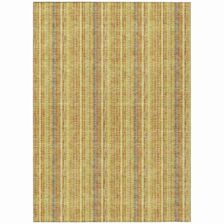 Homeroots 8' X 10' Gold And Copper Striped Washable Indoor Outdoor Area Rug 615058