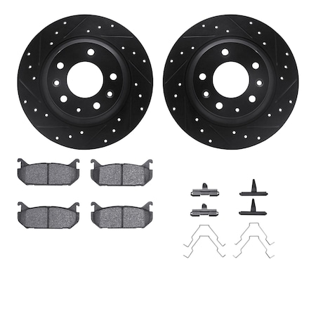 Dynamic Friction Co DFC Rotors-Drilled & Slotted-Black w/ 5000 Advanced Brake Pads Incl Hdw 8512-54065