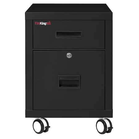 Fireking 1-Hr Fire rated, Mobile Pedestal, Ltr/Lgl file Drawer Black 2M1822-1BL