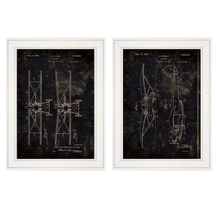 Homeroots Set Of Two Airplane Patent I and II 1 White Framed Print Wall Art, 2PK 406045