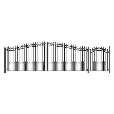 Aleko 16 ft. Prague Style Steel Swing Dual Driveway with Pedestrian Gate, Black SET16X4PRAD-UNB