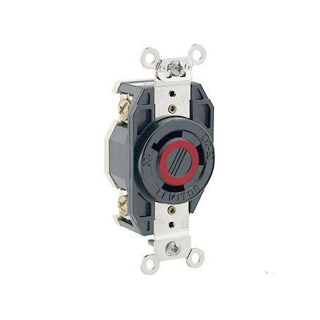 Leviton Flanged Locking Receptacle, L12-30R, 30 A, 480V AC, Three Phase, 3 Pole, Flush Mount, Black 2680