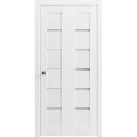 Sartodoors Sliding Closet Bi-fold Doors White Solid Core Modern Interior QUADRO4117BF-WS-36 x 96 (2* 18x96)