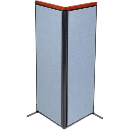 Global Industrial Interion Deluxe Freestanding 2-Panel Corner Room Divider, 24-1/4"W x 73-1/2"H Panels, Blue 695071BL