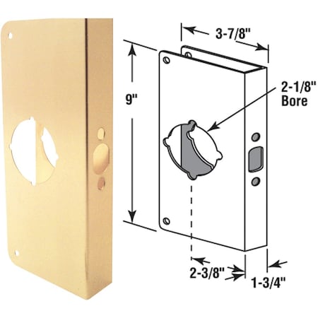 Prime-Line Defender Security 1-3/4'' x 2-3/8'' Brass Door Reinforcer U 9548