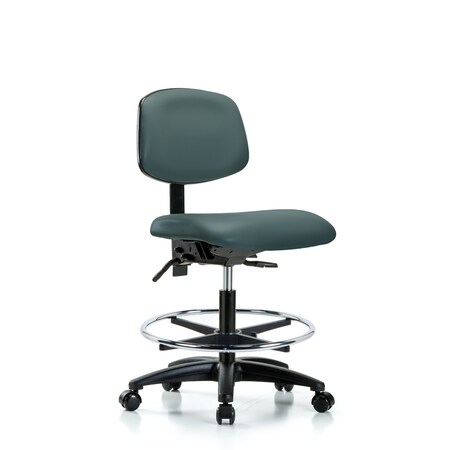 Blue Ridge Ergonomics Chair, Vinyl, Med Bench, CF Casters, Blu, No Arms, 22" to 29" Height, Colonial Blue BR-VMBCH-RG-T0-A0-CF-RC-8546