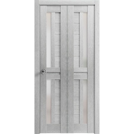 Sartodoors Sliding Closet Bi-fold Doors Grey Solid Core Modern Interior VEREGIO7288BF-OAK-64 x 80 (2* 32x80)