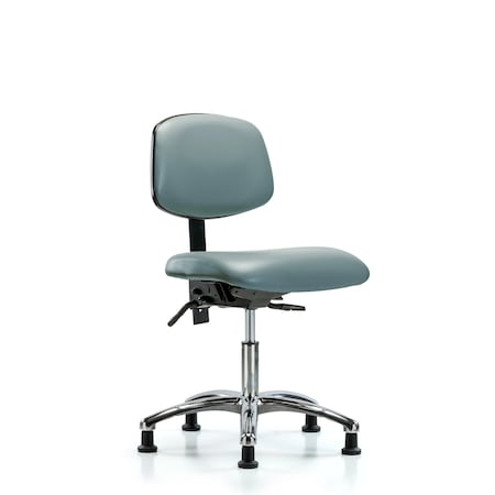 Blue Ridge Ergonomics Vinyl Chair Chrome, Desk, Glides, Storm BR-VDHCH-CR-T0-A0-RG-8822