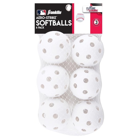 Franklin Aero-Strike White Plastic Baseball 2.75 in. 6 pk 64886A