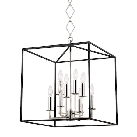Hudson Valley Lighting Becki Owens X Richie 8 Light Lantern 18 In. Polished Nickel/Black BKO151-PN/BK