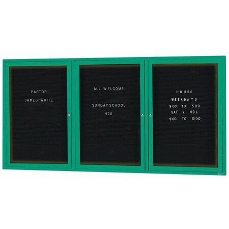 Aarco Illuminated Outdoor Enclosed Directory w/ Al Frame, Powder Coated Green, 36''Hx72''W OADC3672-3IG