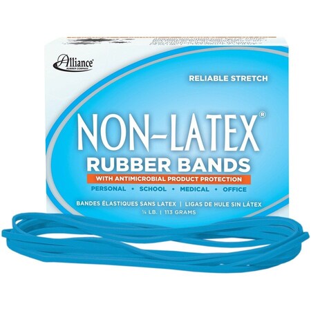 Alliance Rubber Antimicrobial Non-Latex Rubber Bands, Size 117B, 0.06in Gauge, Cyan Blue, 4 oz Box, 62PK 42179