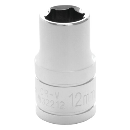 Perform Tool Socket 1/2 In Drive; 12 mm; Metric; 6 Point; Polished Nickel Chrome Plated; Vanadium Alloy Steel W32212