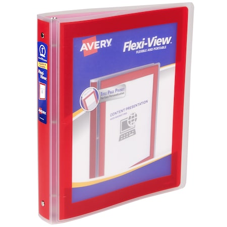 Avery Flexi-View 3 Ring Binder, 1 In Round Ring 17606