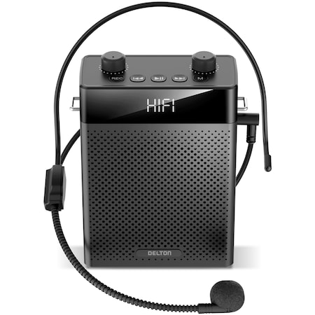 Delton Tour Guide or School Portable Voice Amplifier with Wired Headset Microphone - Black A565