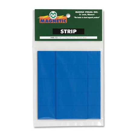 Magna Visual Magnetic Strips, Pre-Cut, 2in, Blue, PK25 PMR-725