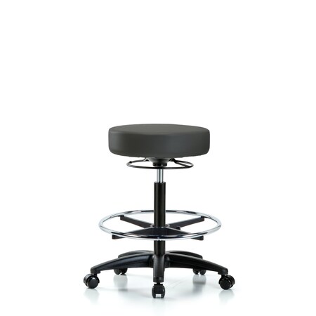 Blue Ridge Ergonomics Bench Stool, Hi, Vinyl, CF, Casters, Gry BR-VHBSO-RG-CF-RC-8605