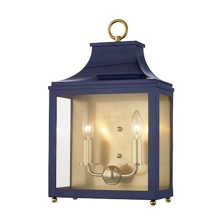 Mitzi Leigh 2 Light Wall Sconce 11.25 In. Aged Brass/Navy H259102-AGB/NVY