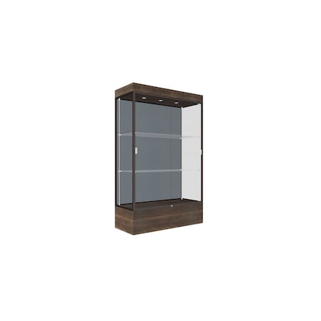 Ghent 76''H x 48''W x 20''D Edge Display Case 12'' Base w/ Blue Steel Back & Dark Bronze Frame 94LFBS-BZ-CTK