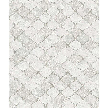 A-Street Prints Pilak Silver Ogee Tile Wallpaper 4105-86608