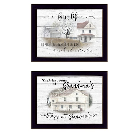 Homeroots Set Of Two Stays at Grandmas Black Framed Print Wall Art, 2PK 407072