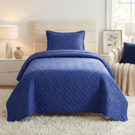 Lavish Home 2-Piece Twin Quilt Set Bedspread & Pillow Sham with Embossed Diamond Pattern Lightweight Quilt Set 66-001-TB