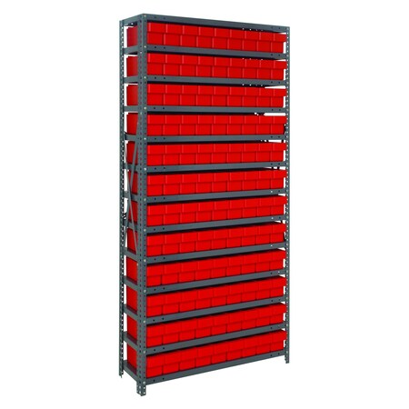 Quantum Storage Systems 13 SHELF OPEN UNIT W/108 RED BINS 1275-501RD