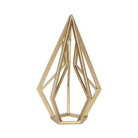 Homeroots 10" Gold Metal Open Geometric Tabletop Sculpture 635384