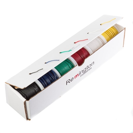 Remington Industries 26 AWG Gauge UL1061 Stranded Hook Up Wire Kit, 300V, 0039 Diameter, 100 ft Length Each, 6 Colors 26UL1061STRKIT100