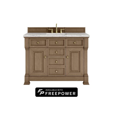 James Martin Vanities Brookfield 48 in. Single Vanity, Pecan w/3 CM Eternal Jasmine Pearl Silestone Top 547-V48-PCN-FEJP